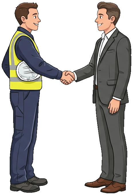 Sazvar engineer and the plant owner shaking hands after handover