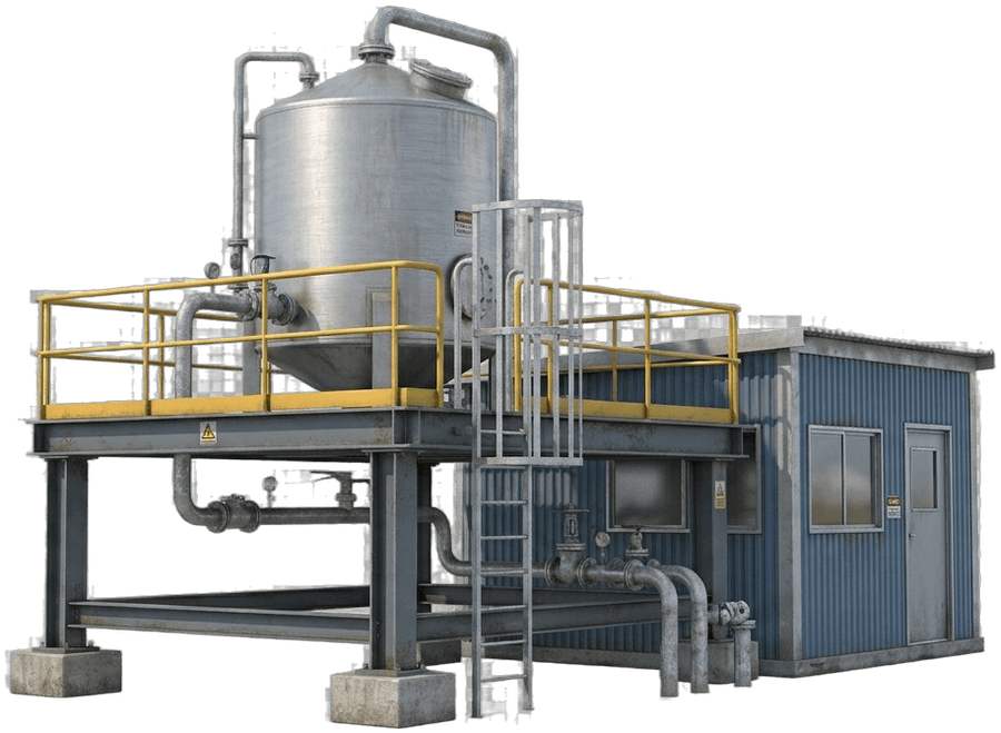 Small industrial plant with elevated tank and site office
