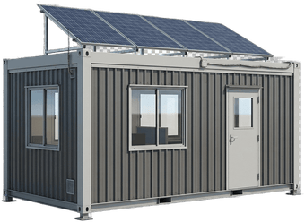 Site office with rooftop solar panels