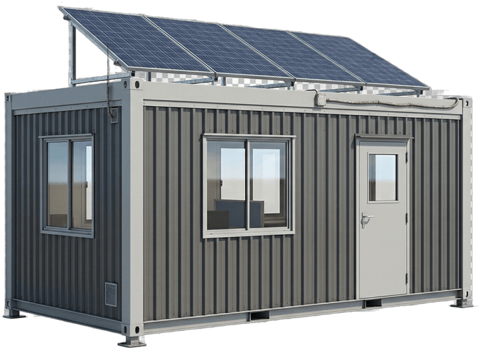 Site office with rooftop solar panels